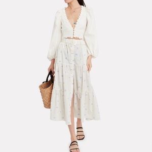 Solid & Striped Tiered Button Up Floral Cotton Skirt in Daisy Print